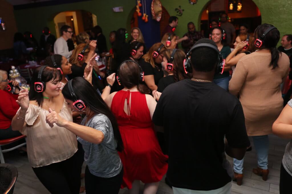 Silent Disco On Dance Floor